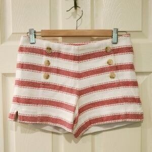 Red and White Stiped Retro Shorts - Size 2